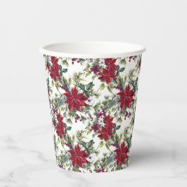 Watercolor Poinsettia Pattern  Pappbecher