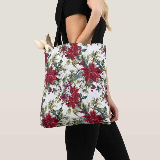 Watercolor Poinsettia Pattern  Tasche (Von Nahem)