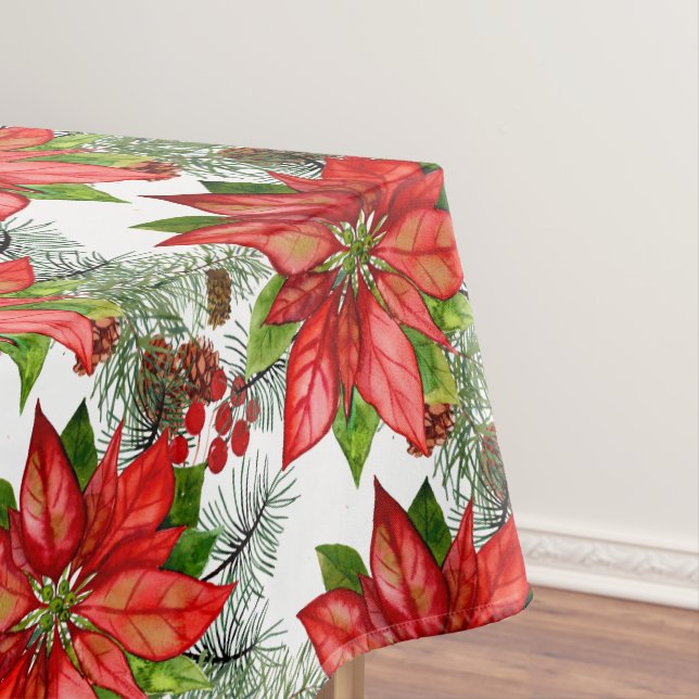 Watercolor Poinsettia Weihnachten Tischdecke (Beispiel)