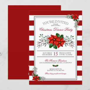Watercolor Poinsettia Weihnachtsabend Party Einladung