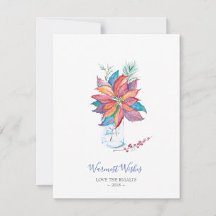 Watercolor Poinsettia Weihnachtskarte Feiertagskarte