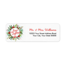 Watercolor Poinsettia Wreath Frohe Weihnachten
