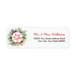 Watercolor Poinsettia Wreath Frohe Weihnachten