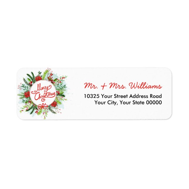 Watercolor Poinsettia Wreath Frohe Weihnachten (Vorne)