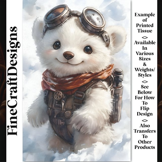 Watercolor Polar Bear Cub Explorer CD9 Decoupage Seidenpapier (Von Creator hochgeladen)
