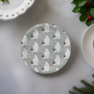 Watercolor Polar Bear Weihnachtsbaummuster Pappteller