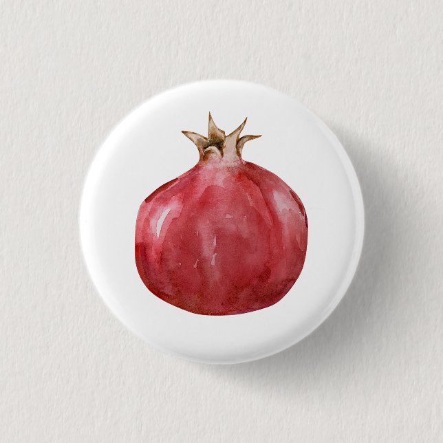 Watercolor Pomegranate Button (Vorderseite)