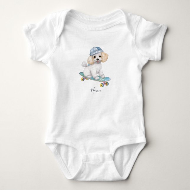 Watercolor Poodle Baby Bodysuit Strampler (Vorderseite)