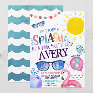 Watercolor-Pool-Party Einladung