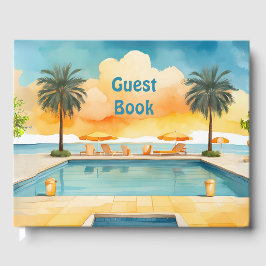 Watercolor Pool Summer Party Gästebuch
