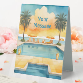 Watercolor Pool Summer Party Tischaufsteller