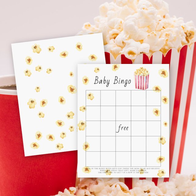 Watercolor Popcorn Baby Bingo-Spiel (Von Creator hochgeladen)