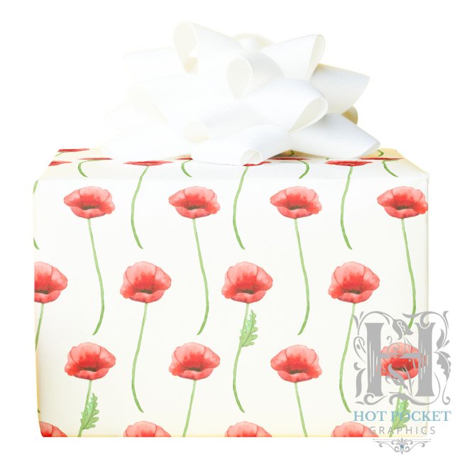 Watercolor Poppies Wrapping Paper Geschenkpapier (Von Creator hochgeladen)