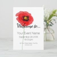 WATERCOLOR POPPY Einfache Einladung