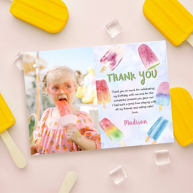 Watercolor Popsicle Carte de remerciements photo d (Créateur téléchargé)