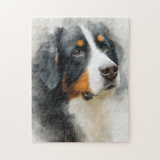 Watercolor portrait Bernese mountain dog