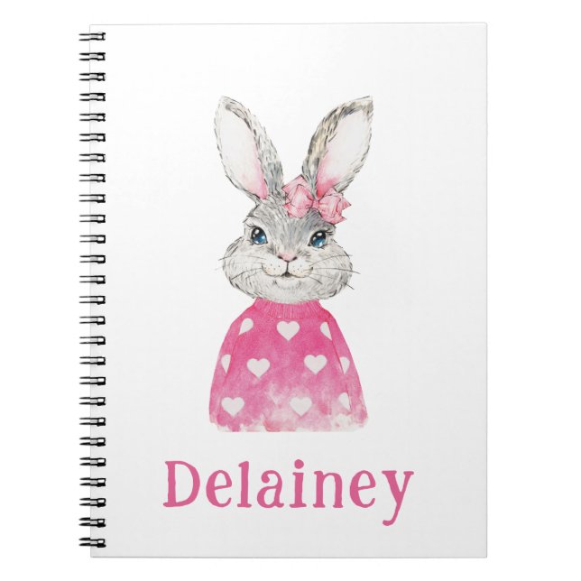 Watercolor Preppy Bunny Personalisiert Notizblock (Vorderseite)