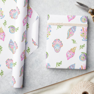Watercolor Preppy Coastal Merry & Bright Geschenkpapier