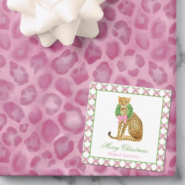 Watercolor Preppy Leopard Christmas Mitteilungskarte (Von Creator hochgeladen)