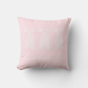 Watercolor Preppy Pink Gingham Bow Kissen