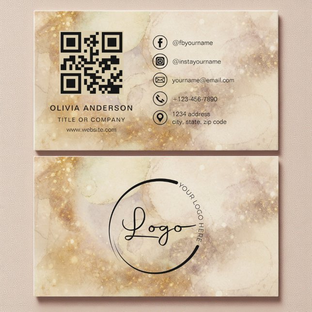 Watercolor Professional Business QR Code Visitenkarte (Von Creator hochgeladen)