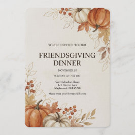 Watercolor Pumpkin Autumn Friendsgiving Dinner Einladung
