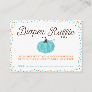 Watercolor Pumpkin Boy Diaper Raffle Ticket Begleitkarte
