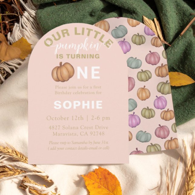 Watercolor Pumpkin First Birthday Invitation (Créateur téléchargé)