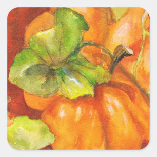Watercolor Pumpkin Patch Quadratischer Aufkleber