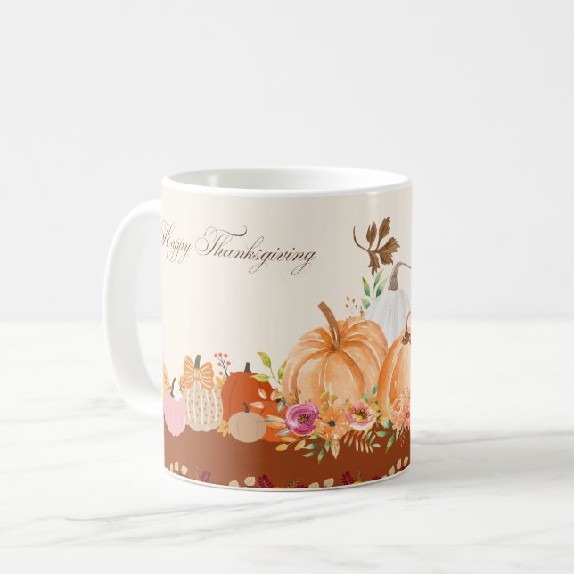 Watercolor Pumpkin Thanksgiving Mug Art (Devant gauche)