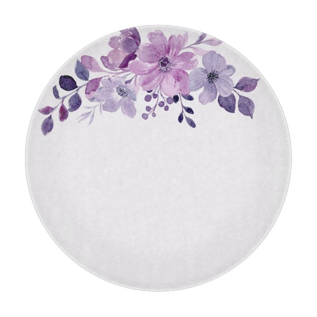 Watercolor purple flower bouquet  schneidebrett (Vorderseite)