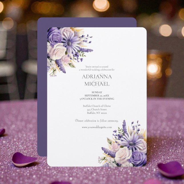 Watercolor Purple Lavender Wedding Invitation Einladung (Von Creator hochgeladen)