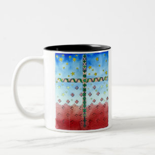 Watercolor-QuerTasse Zweifarbige Tasse