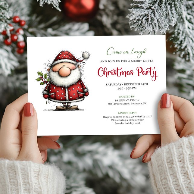 Watercolor quirky Santa holiday party invitation Einladung (Watercolor quirky Santa holiday party invite

)