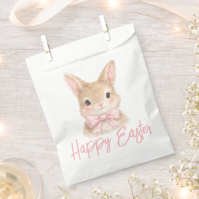 Watercolor Rabbit with Pink Bow| Cute Easter Bunny Geschenktütchen (Ausgeschnitten)
