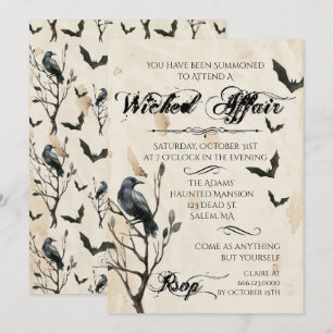 Watercolor-Rabe u. Schläger-Halloween-Party Einladung