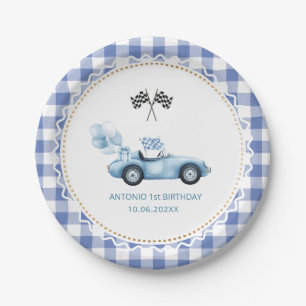 Watercolor Race Auto 1. Geburtstag Pappteller