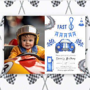 Watercolor Race Car Erster Geburtstag Schnell Eins Einladung