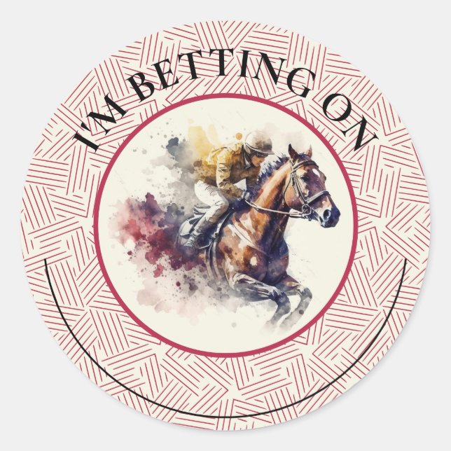 Watercolor Racehorse Derby Betting Runder Aufkleber (Vorderseite)