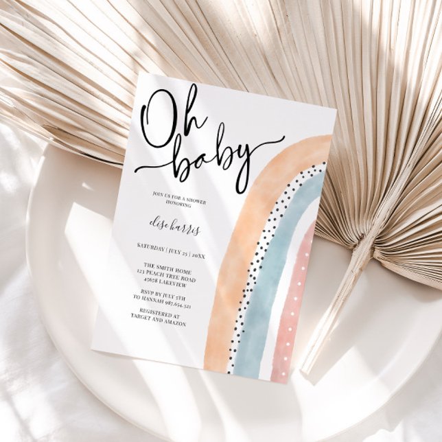 Watercolor Rainbow Baby Shower Invitation Einladung (Von Creator hochgeladen)