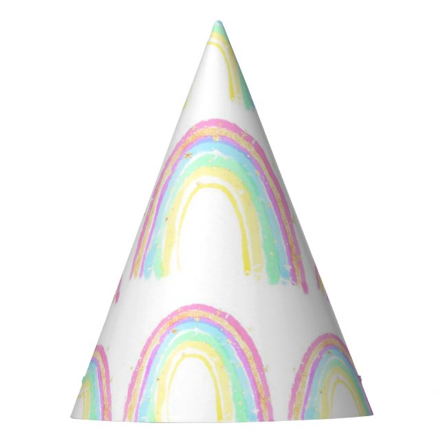 Watercolor Rainbow Birthday Partyhütchen (Vorderseite)