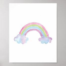 Watercolor Rainbow Cloud Baby Kinderzimmer Poster