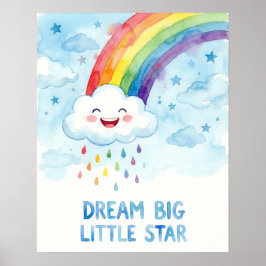 Watercolor Rainbow Cloud Dream Big Kids Poster