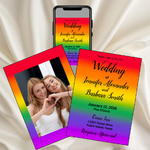 Watercolor Rainbow Gay Pride Hochzeit Einladung