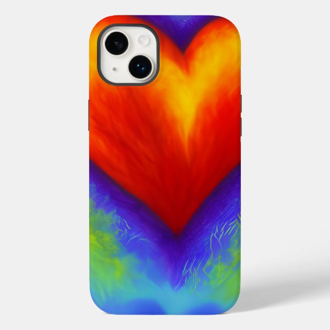 Watercolor Rainbow Heart Design Custom iPhone Case (Rückseite)