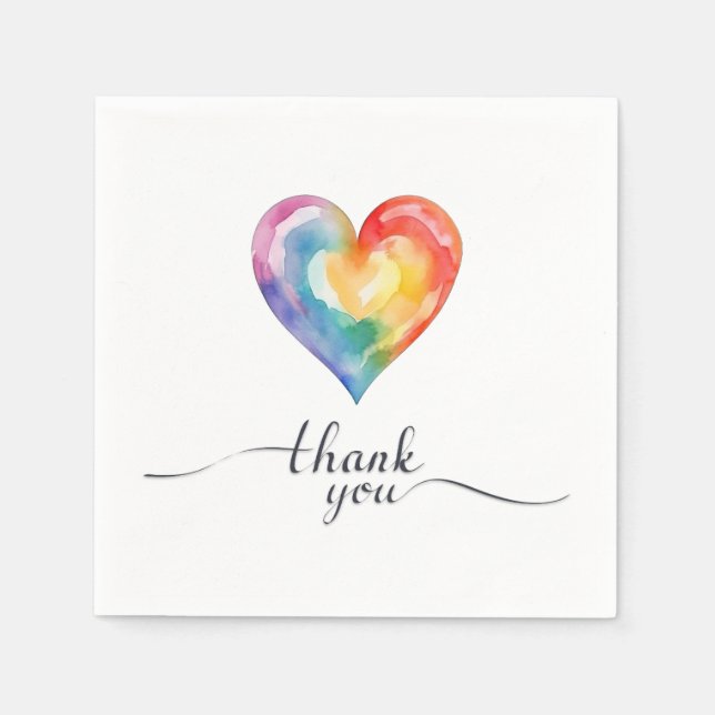 Watercolor Rainbow Herzlichen Dank Ihnen Napkins Serviette (Vorderseite)