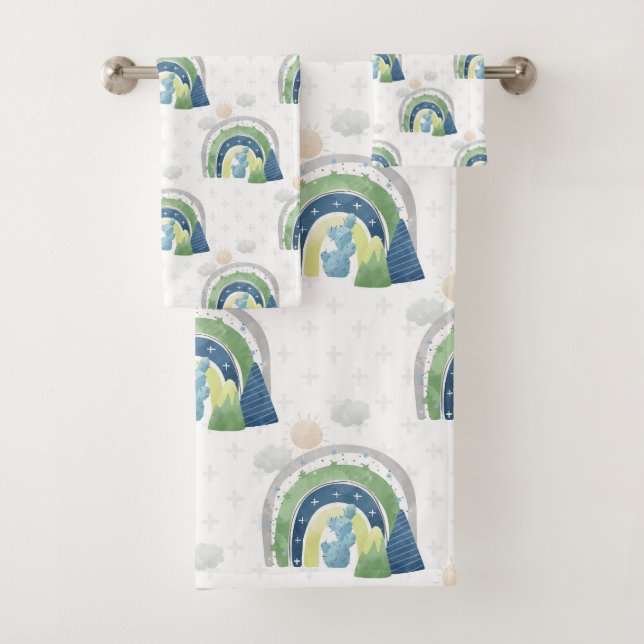 Watercolor Rainbow-Muster Badhandtuch Set (Insitu)