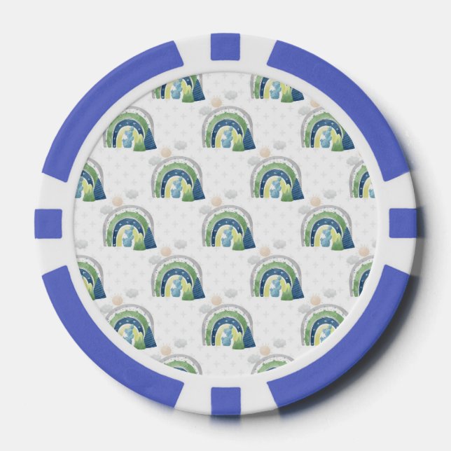 Watercolor Rainbow-Muster Pokerchips (Vorderseite)
