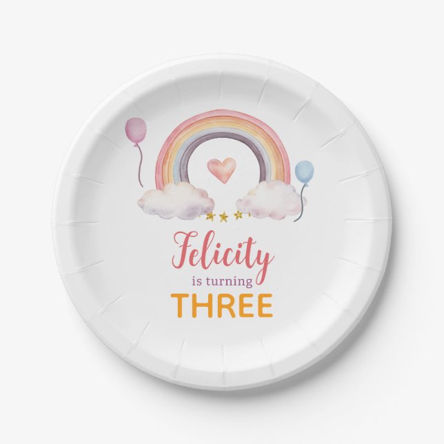 Watercolor Rainbow Party Pappteller (Vorderseite)