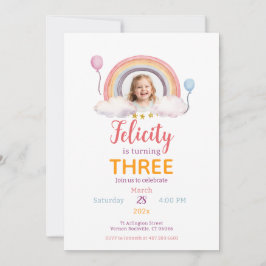 Watercolor Rainbow Party Photo Einladung